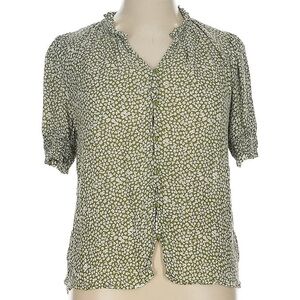 Les Serein Green floral print Relaxed Button Down Shirt, size XL